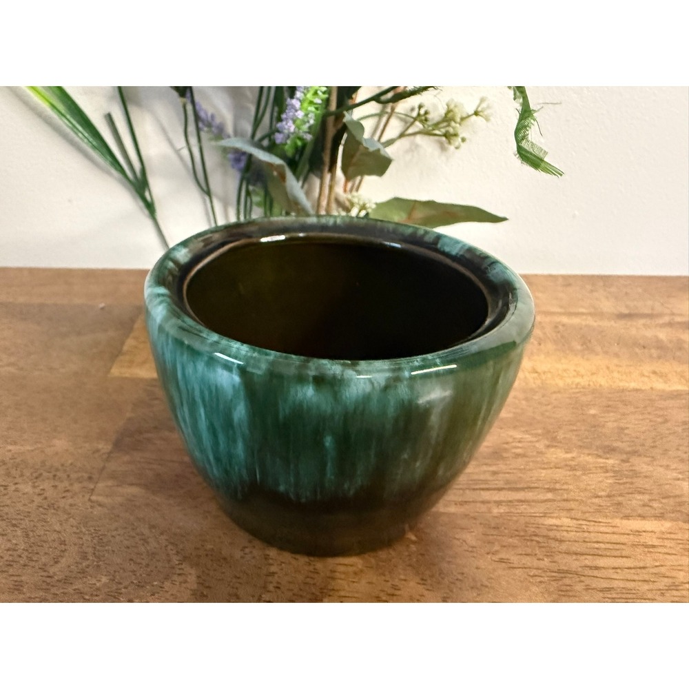 Blue Mountain Pottery Square Rim Bowl Green Black Drip Glaze MCM Canada Vintage - Picture 2 of 7